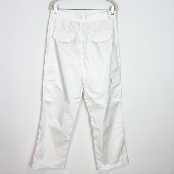ZARA WHITE STRAIGHT LEG CARGO POCKET STRAIGHT LEG PANTS WOMENS SZ LARGE NWT - Picture 5 of 7